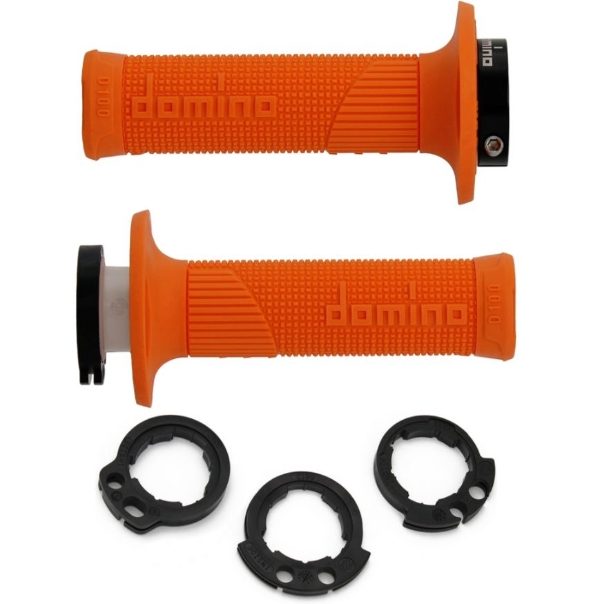Domino D100 Orange D-Lock Grips W/Push-Pull Pulley
