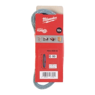 Milwaukee 13mm Sand Belts - Options G60, 80 & 120 - Pack of 10