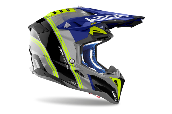 Airoh Aviator 3 Hima Blue Gloss MX Helmet