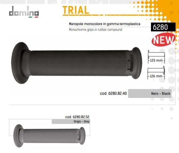 Domino Soft Trials Grips - Black or Grey - Closed Ends
