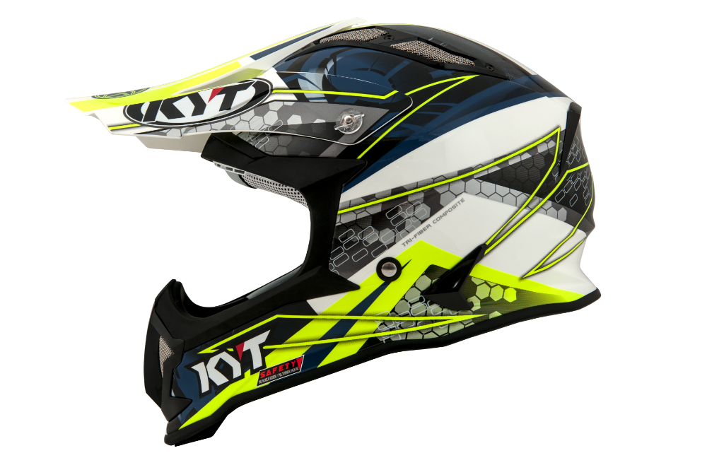 KYT Strike Eagle Webb - Matt White/Blue MX Helmet - Malcolm Rathmell ...