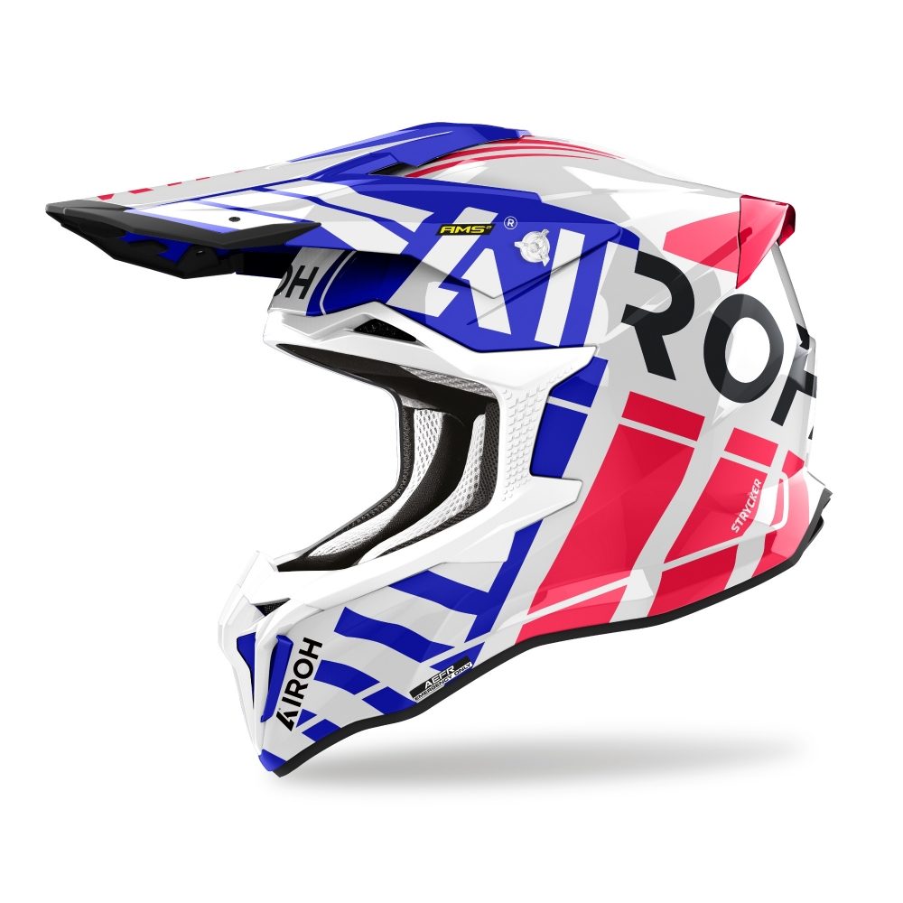 Airoh Strycker Brave Blue Red Gloss Mx Helmet Malcolm Rathmell Sports Ltd