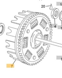 SHERCO END 2T CLUTCH BASKET+PRIMARY GEAR