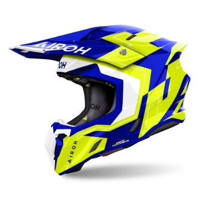 Airoh Twist 3 Dizzy Blue/Yellow Gloss MX Helmet