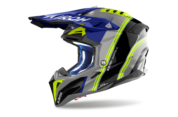 Airoh Aviator 3 Hima Blue Gloss MX Helmet